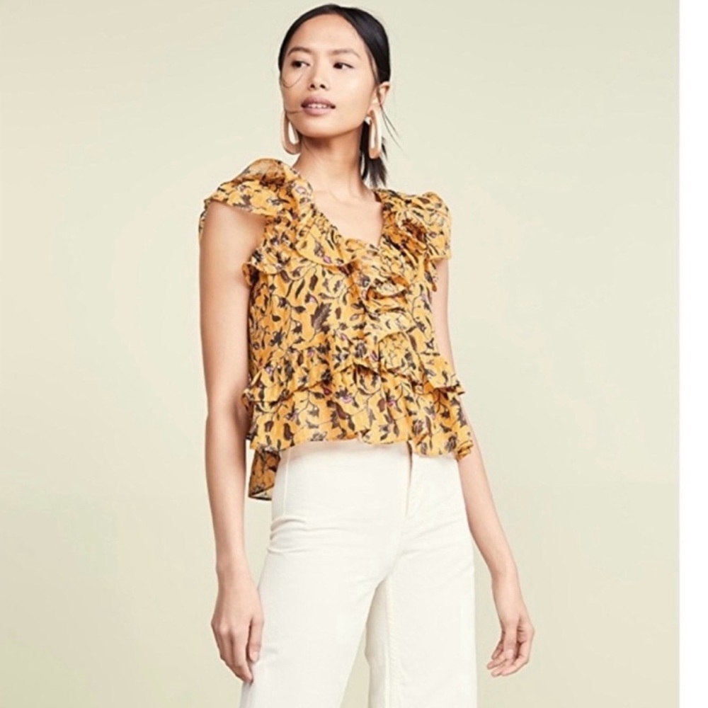 Ulla Johnson Silk Ruffle Sleeveless Top